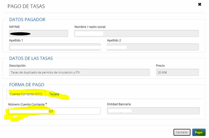 Datos pago