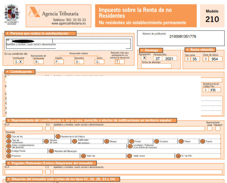 Modelo 210 contenido