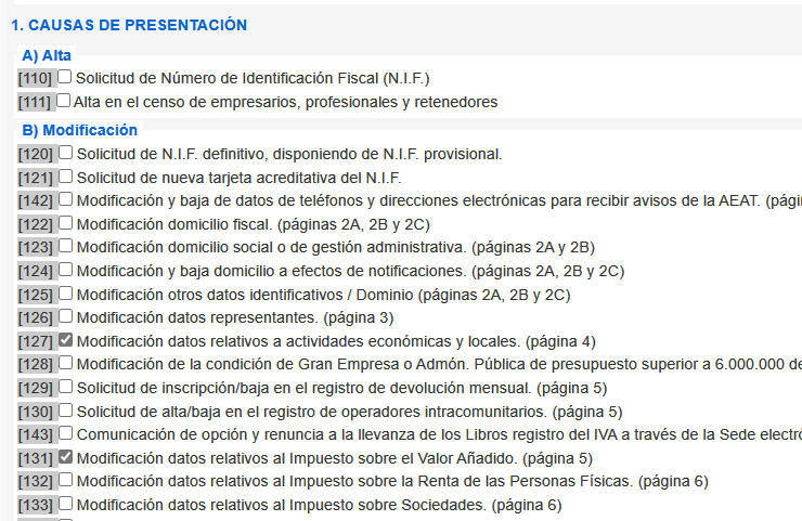 036 modificación