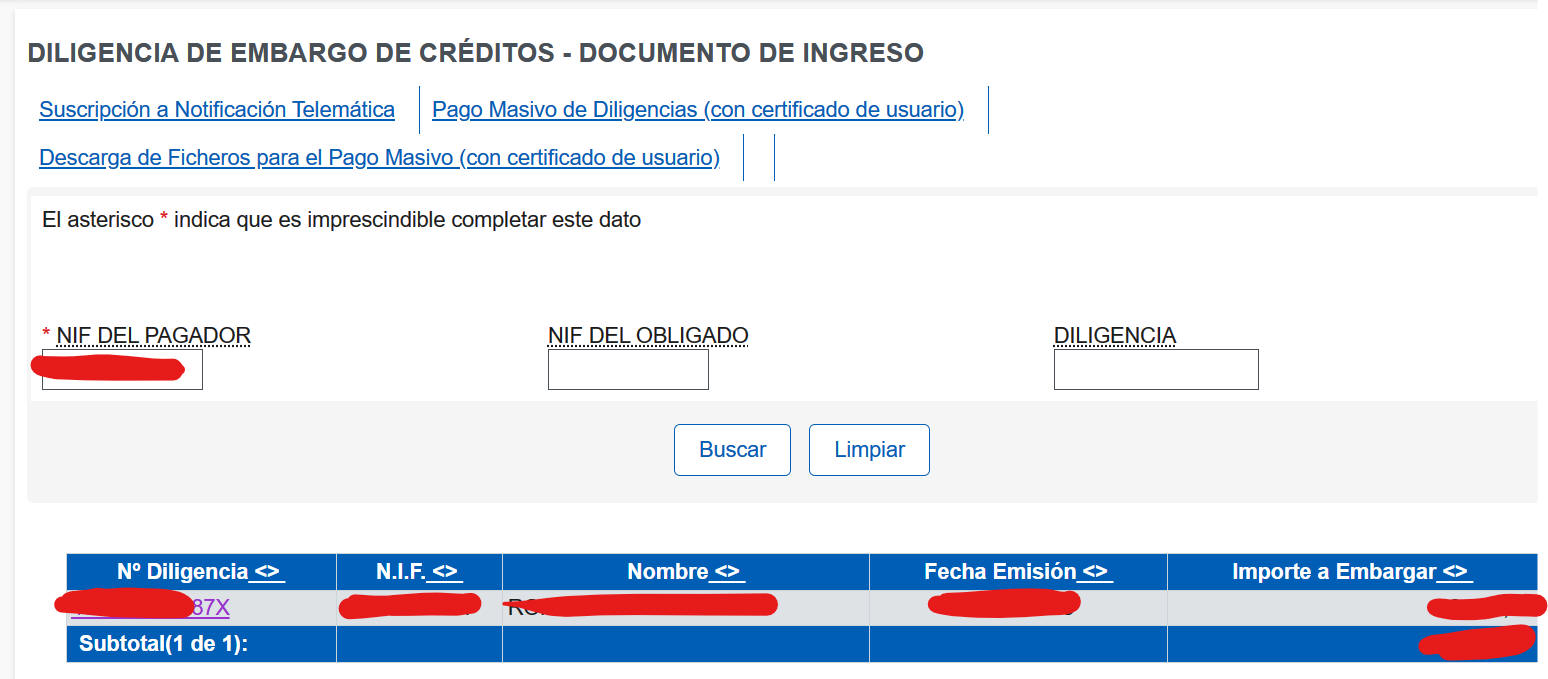 Diligencia de embargo