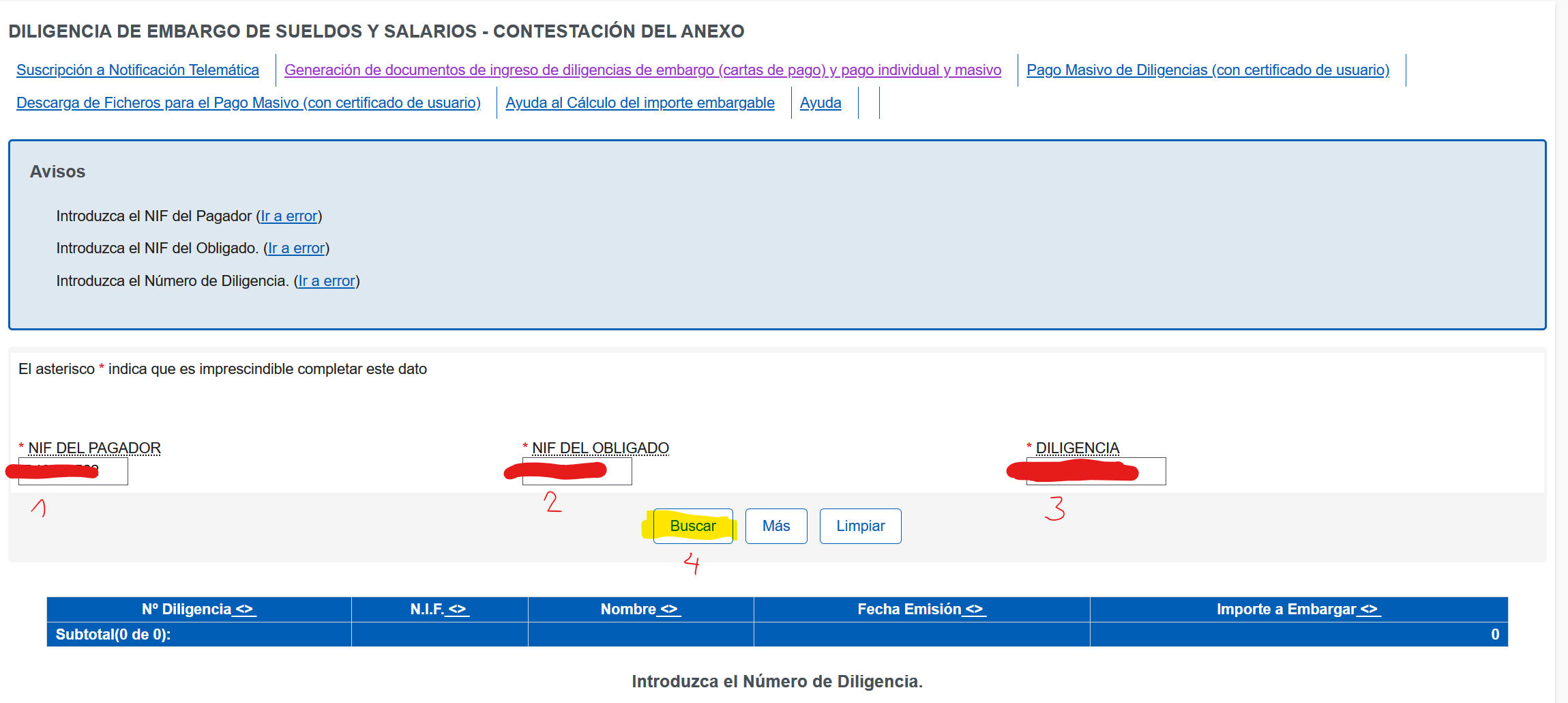 Identificar diligencia